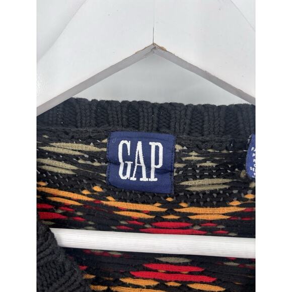 Gap Vintage Sweater Womens Medium Black Striped Retro Pullover Crewneck X's - Picture 8 of 16